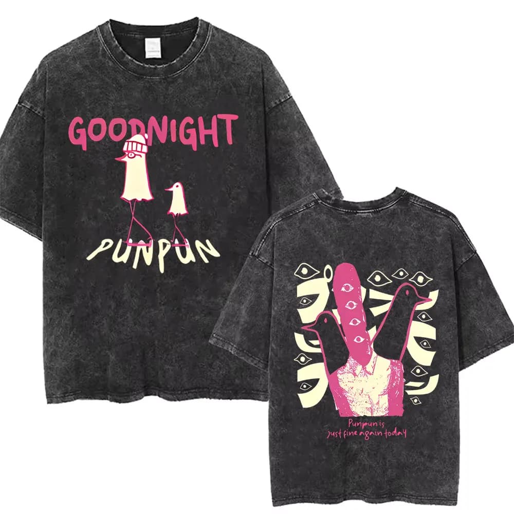 Washed Vintage Anime Goodnight Punpun T-shirt Oyasumi Punpun Merch T Shirts Men Women Cartoon Manga T-shirts Male Oversized Tees