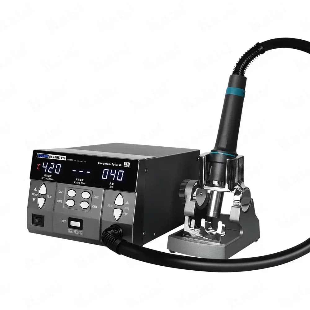 Pistola ad aria calda SUGON 8620DX Pro ad alta potenza 1300W 60Hz con elemento di riscaldamento rapido, stazione di rilavorazione ad aria calda per riparazioni