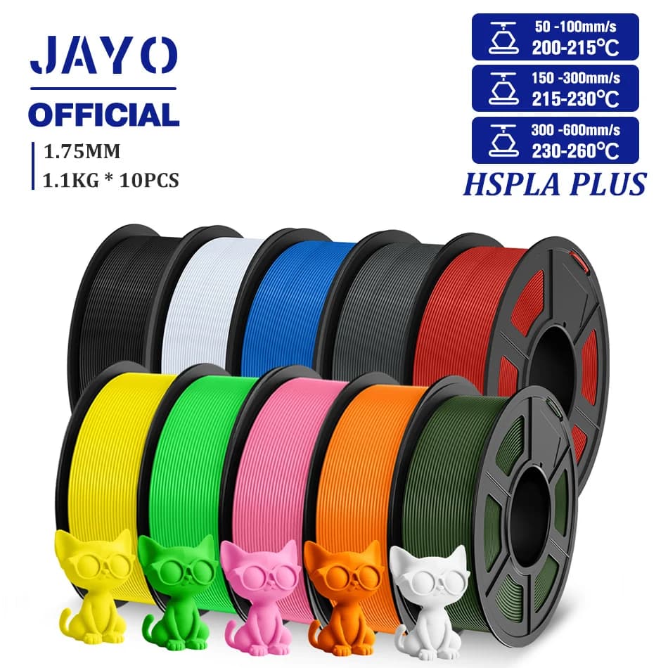 High Speed JAYO PLA Plus Filament 1,75 mm 10 high speed PLA rolls + 3D printer filament for FDM ordered wrapped 1.1 kg/roll