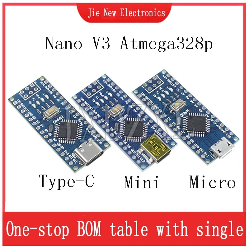 Nano 3.0 USB Type-C with bootloader compatible with Nano 3.0 controller for Arduino, USB driver CH340, IC original ATMEGA328P at 16Mhz