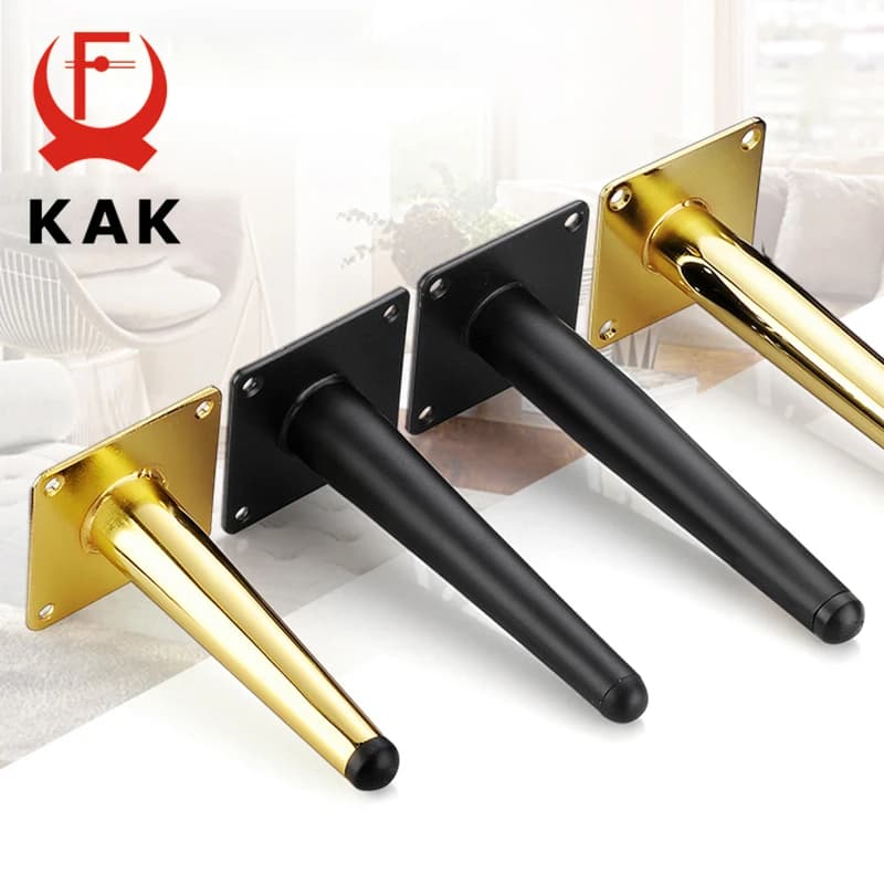 KAK 4 pezzi piedini per mobili neri piedini da tavolo in oro mobili di ricambio divano piedi in metallo con viti 800KG Hardware per mobili Non perforati