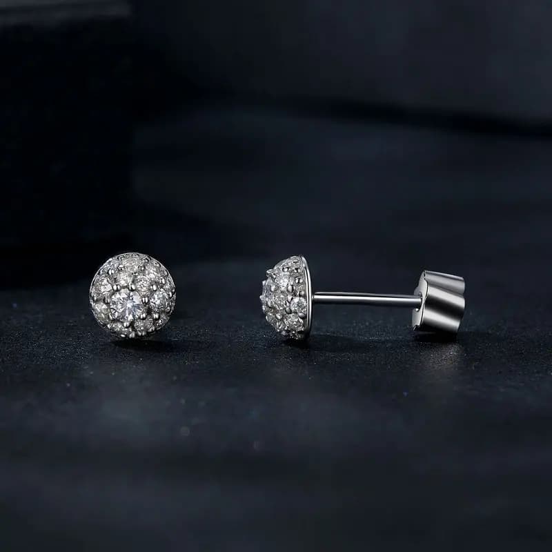 Orecchini a perno Bamoer U a semisfera con moissanite in argento sterling 925, design 3D unico a semisfera, orecchini certificati, gioielli raffinati da donna