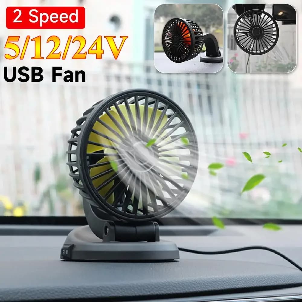Ventola pieghevole per auto 5V/12V/24V ventola di raffreddamento a testa singola per ventola di raffreddamento estiva per veicoli auto USB/presa accendisigari ventole per auto