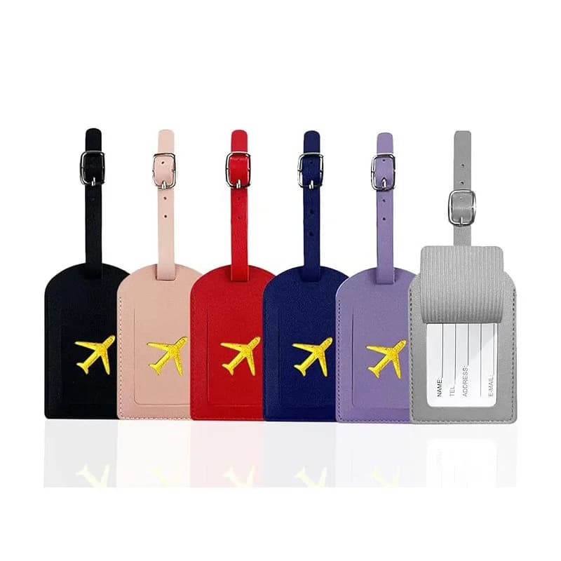 Etichetta per bagagli da viaggio Essentials donna uomo PU pelle valigia identificatore etichetta bagaglio borsa d'imbarco etichetta nome ID porta indirizzo