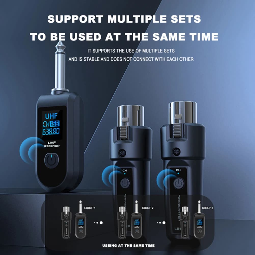 Wireless Microphone Converter Transmitter and Receiver XLR Signal Adapter for Audio Mixer Dynamic Microphone Low Electric Guitar