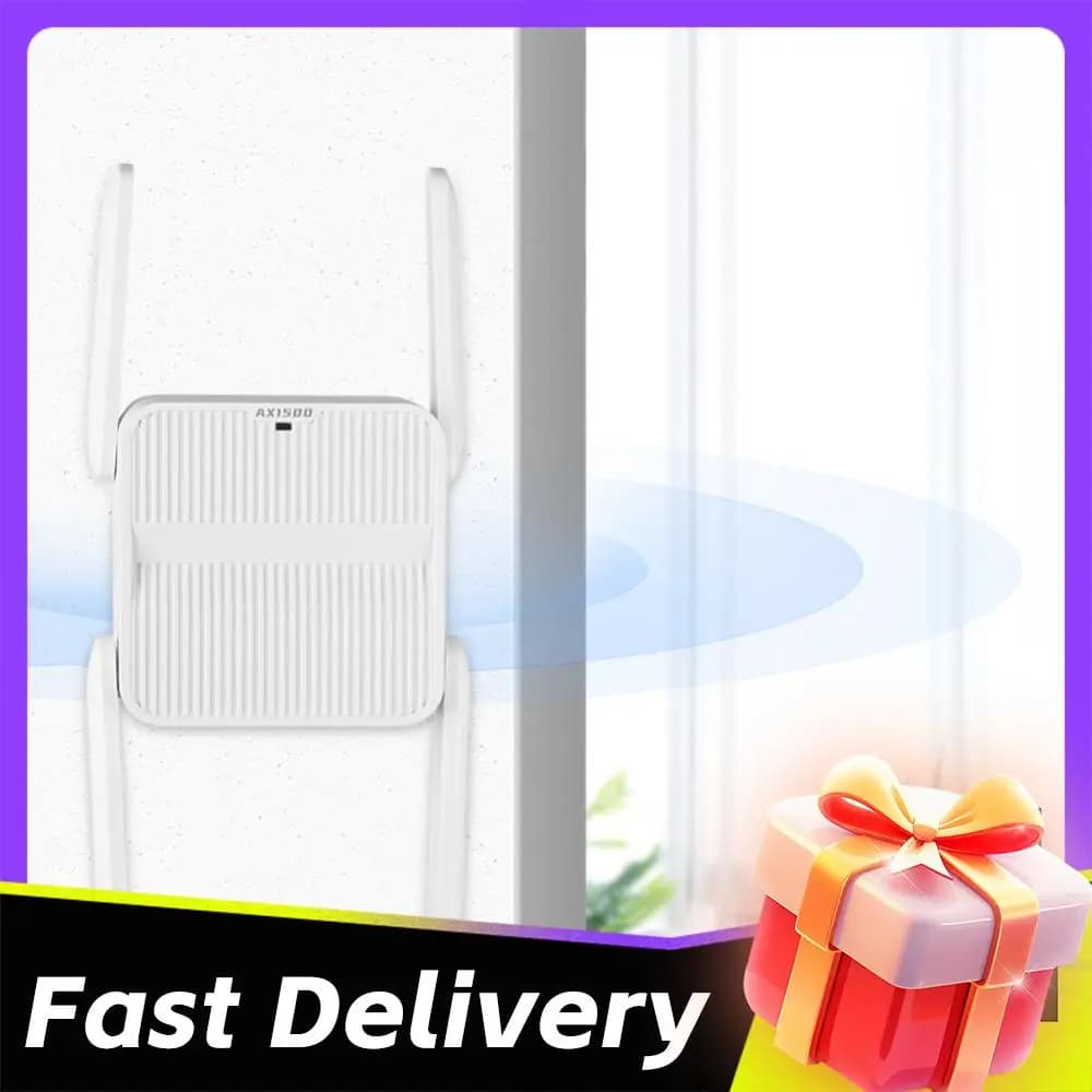 Ripetitore WiFi 6 Extender 1500Mbps, Amplificatore WiFi 6 Dual Band 2.4G/5GHz, Booster Wi-Fi con 4 Antenne da 2dBi, Lunga Portata, Facile Configurazione