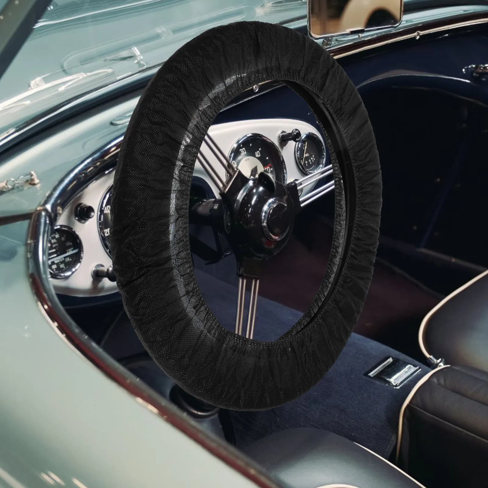 50 Pezzi Coprivolante Monouso in Tessuto Non Tessuto, Protezione Interni Auto, Adatto per la Maggior Parte di Auto, SUV e Furgoni Leggeri, Ideale per la Cura dell'Auto