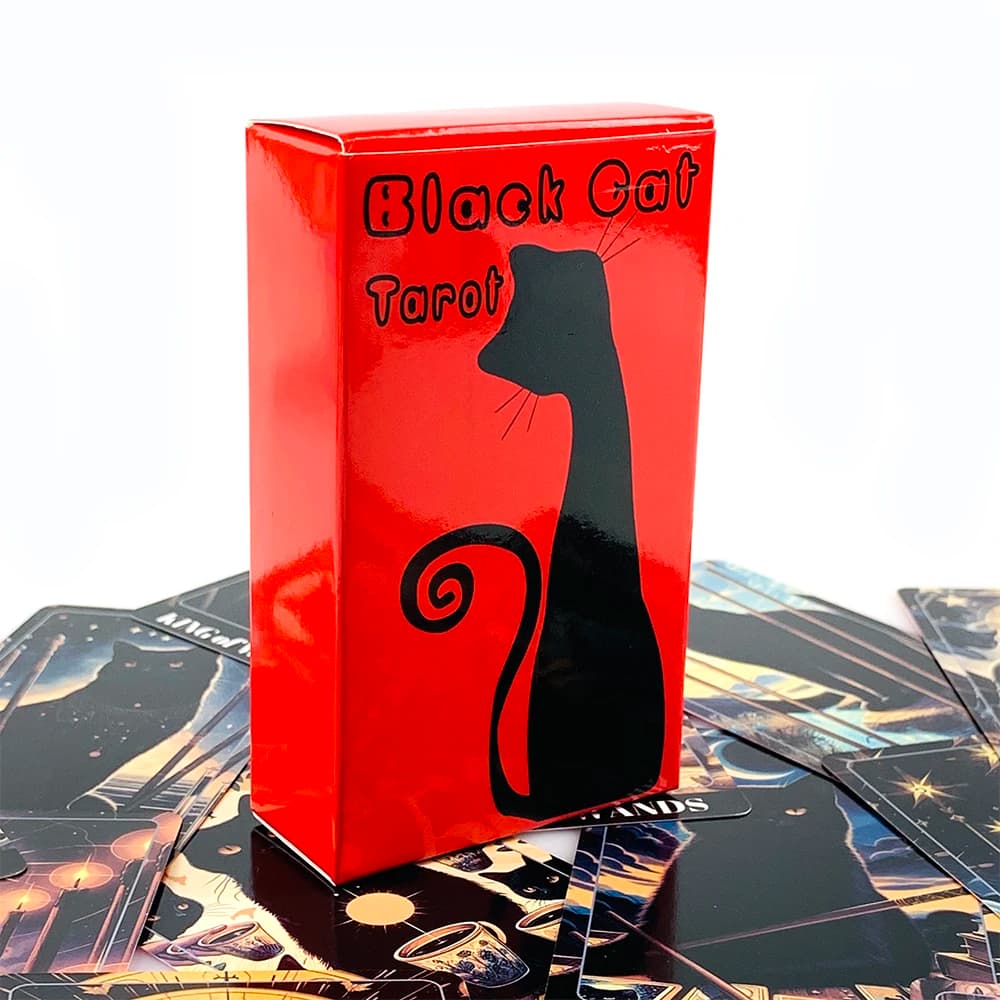 Black Cat Tarot Deck English Divination Cards Cute Black Cat Theme Fortune Telling Board Game Spiritual Meditation Tarot Cards