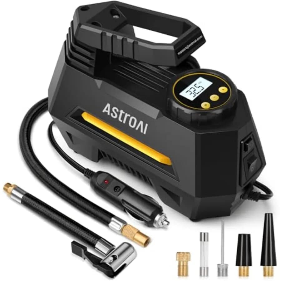 Compressore d'aria portatile per pneumatici auto - Accessori auto - Cavo da 3m - Pompa auto 12V DC con pressione digitale