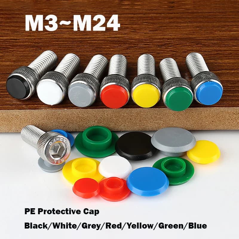 Protective caps for screws Hexagon screws Recessed cover PE hard material Anti-dust cap Decorative cover Waterproof cover Ruggine M3 ~ M24
