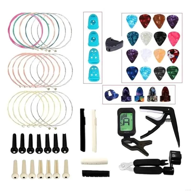 Guitar Accessories Including Guitar Tuner, Picks, Capo Restring Tools Kits