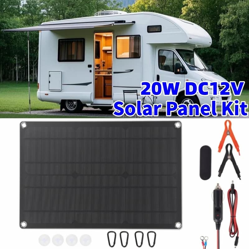 20 W solar battery maintenance charger Waterproof 12 V solar panel maintenance charging kit for outdoor camping car RV