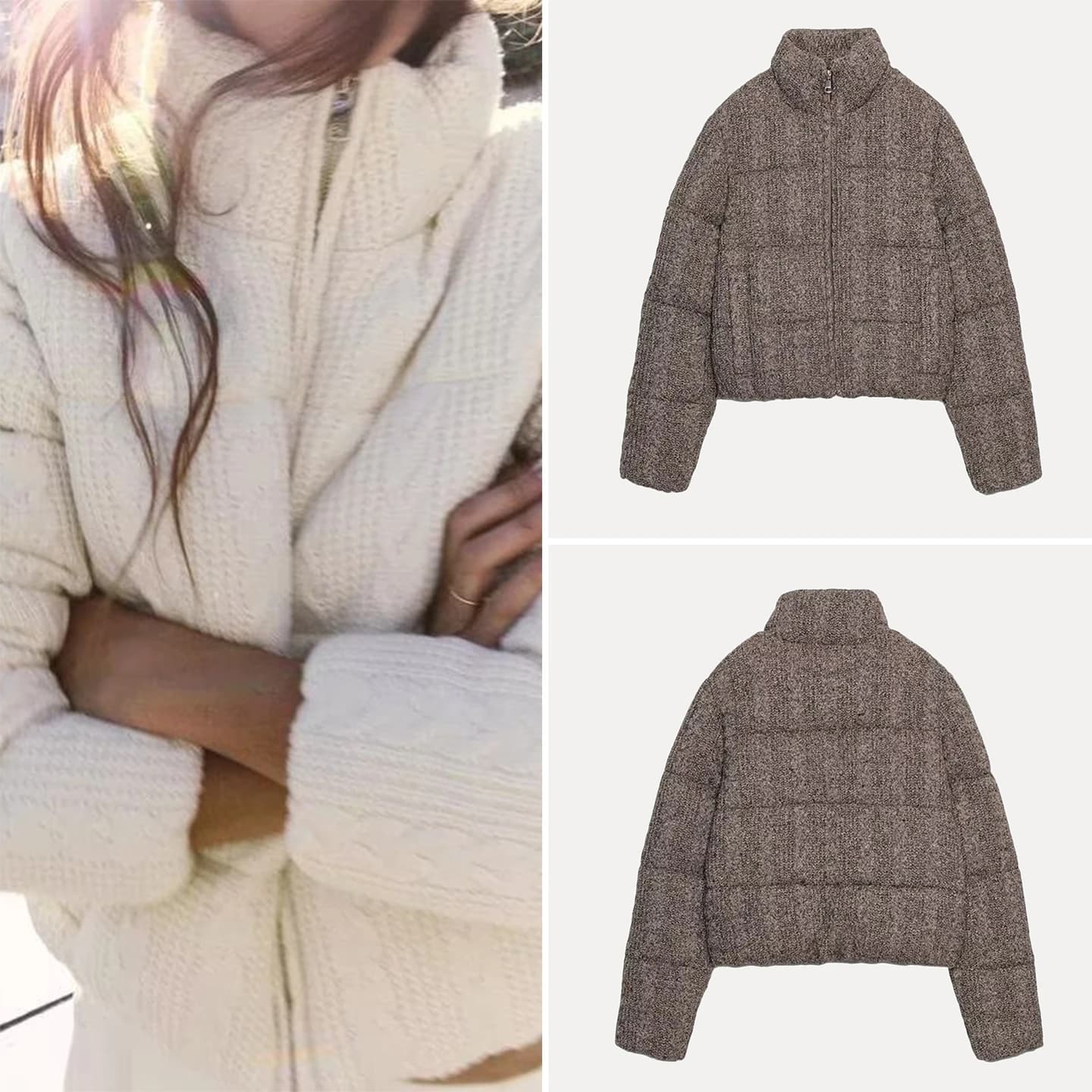 ZADATA 2025 Nuova Giacca Casual in Maglia alla Moda, Stile Versatile ed Elegante, Cappotto in Cotone da Donna, Manica Lunga, Collo Alto, Colorato