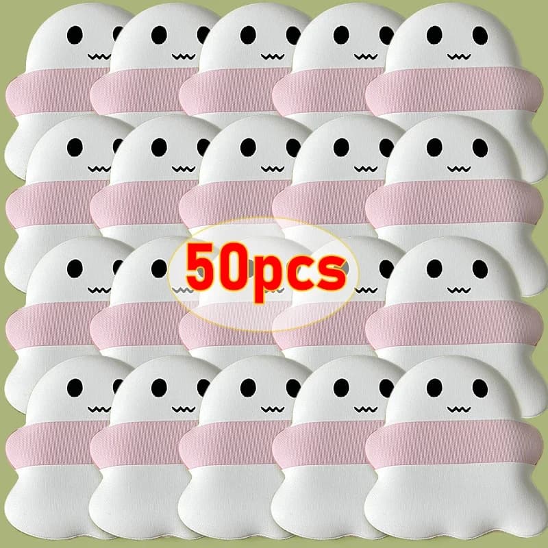 Confezione da 50 simpatici soffi di polvere fantasma, fondotinta Bb Cream, soffi di polvere di spugna morbida a doppio uso secchi e bagnati per cosmetici per il viso