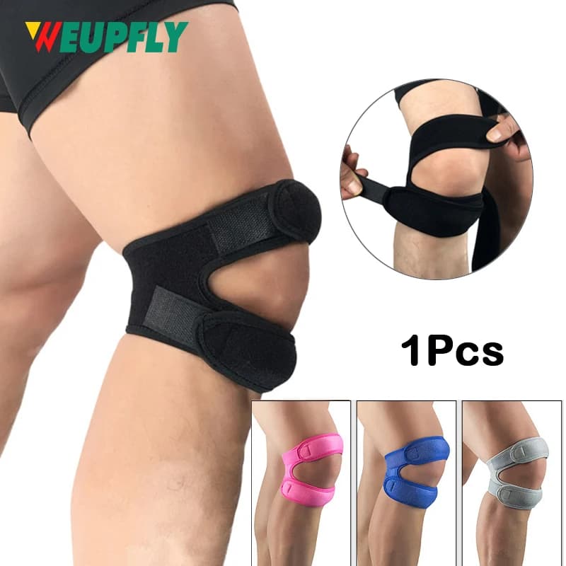 Ginocchiera 1 pezzo per alleviare il dolore, supporto per ginocchio regolabile con doppia cinghia, design a rotula aperta per la corsa, basket