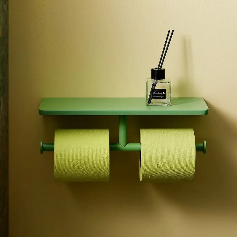 Portarotolo per Carta Igienica in Metallo Senza Foratura, Dispenser da Parete per Bagno con Mensola, in Acciaio Inox per Hotel e Casa