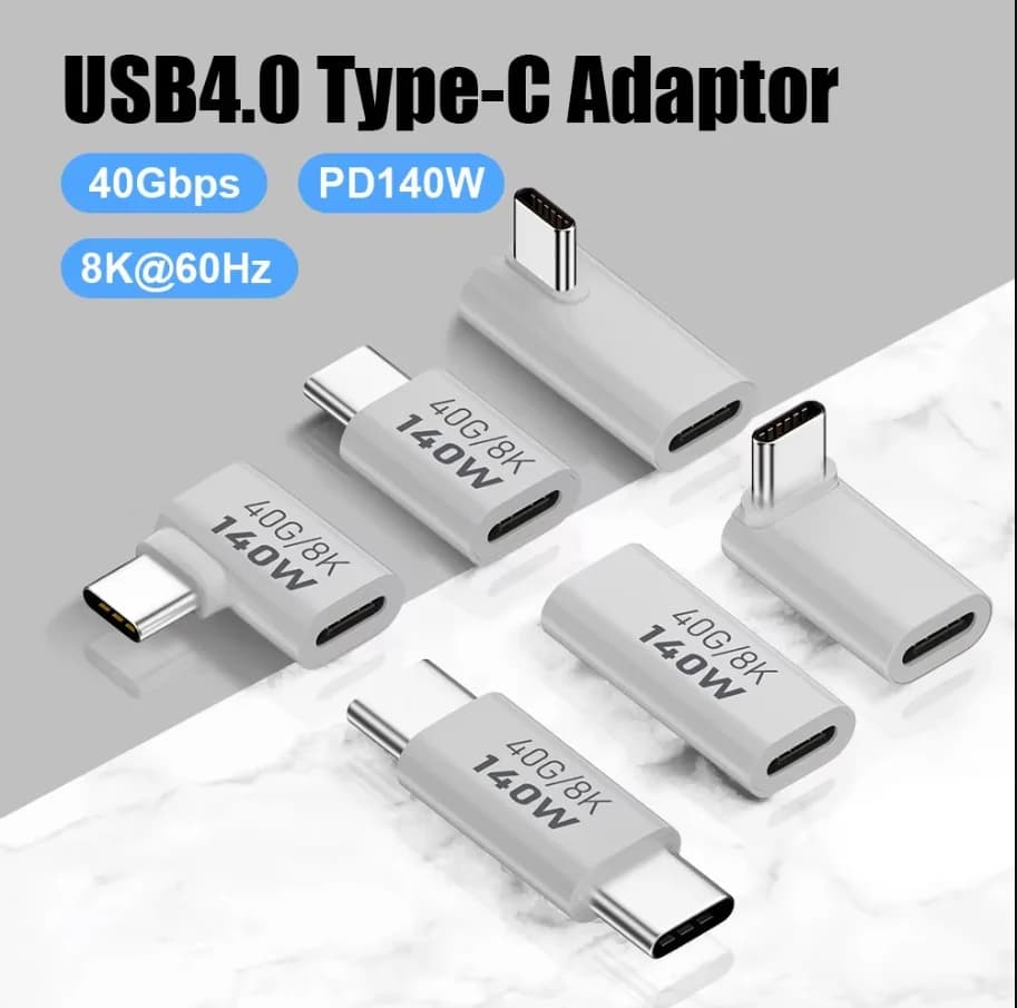 Adattatore USB3.1 Type C a USB C PD140W per Ricarica Rapida, Connettore per Sincronizzazione Dati 40Gbps, Convertitore USB C OTG 8K@60Hz per MacBook