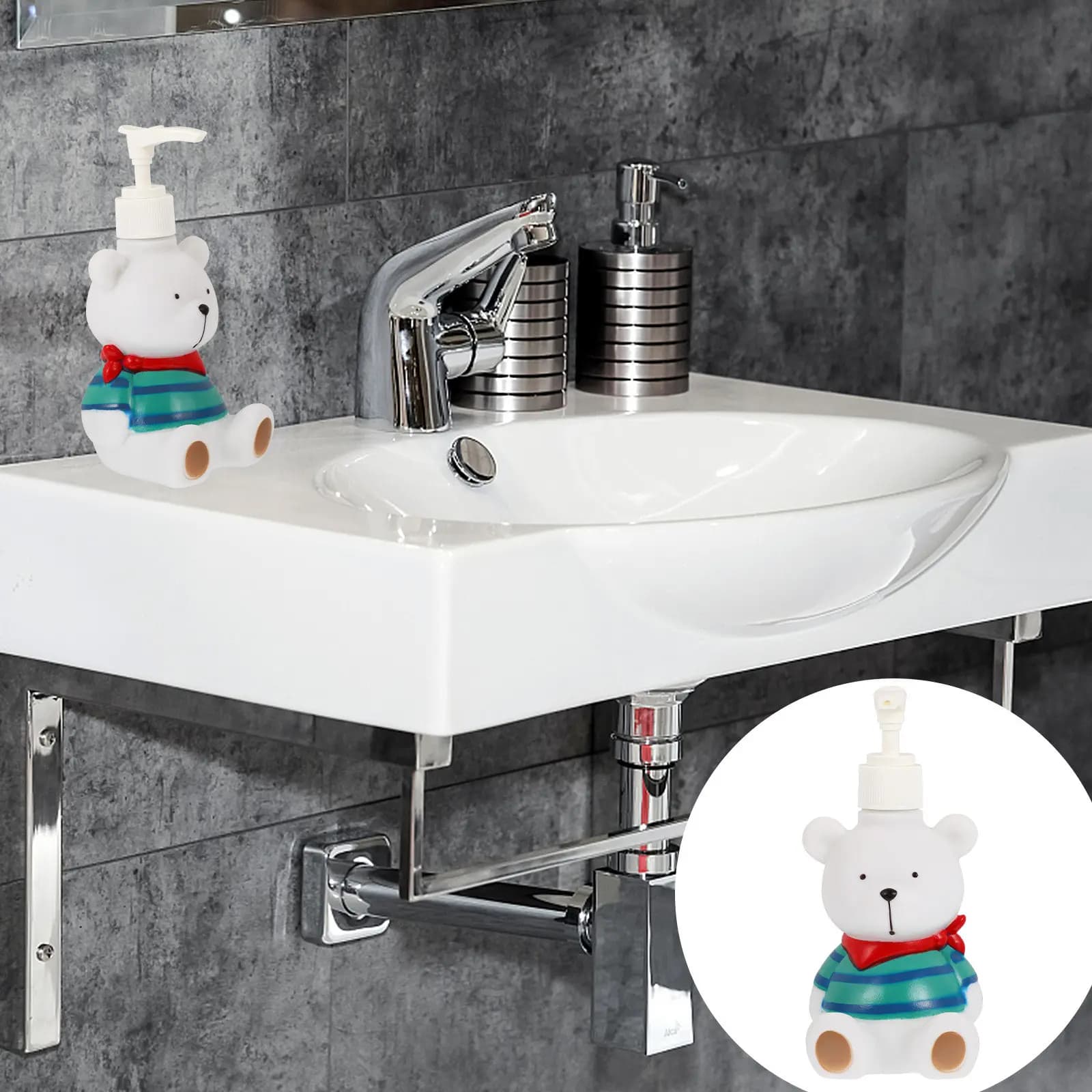 Lotion Dispenser Bottle Cartoon Press Pump Refillable for Hand Soap Shampoo Shower Gel Bathroom Travel