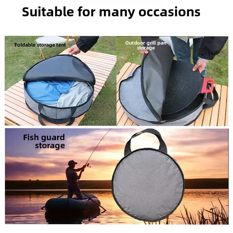 Round Camping Barbecue Stove Storage Bag Lightweight Courtyard Picnic Carry Tote