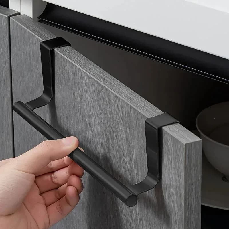 Portasciugamani sopra l'armadio Portasciugamani Organizzatore di stoccaggio Porta del bagno Appeso portasciugamani Armadio da cucina Appendiabiti per stracci senza punzonatura