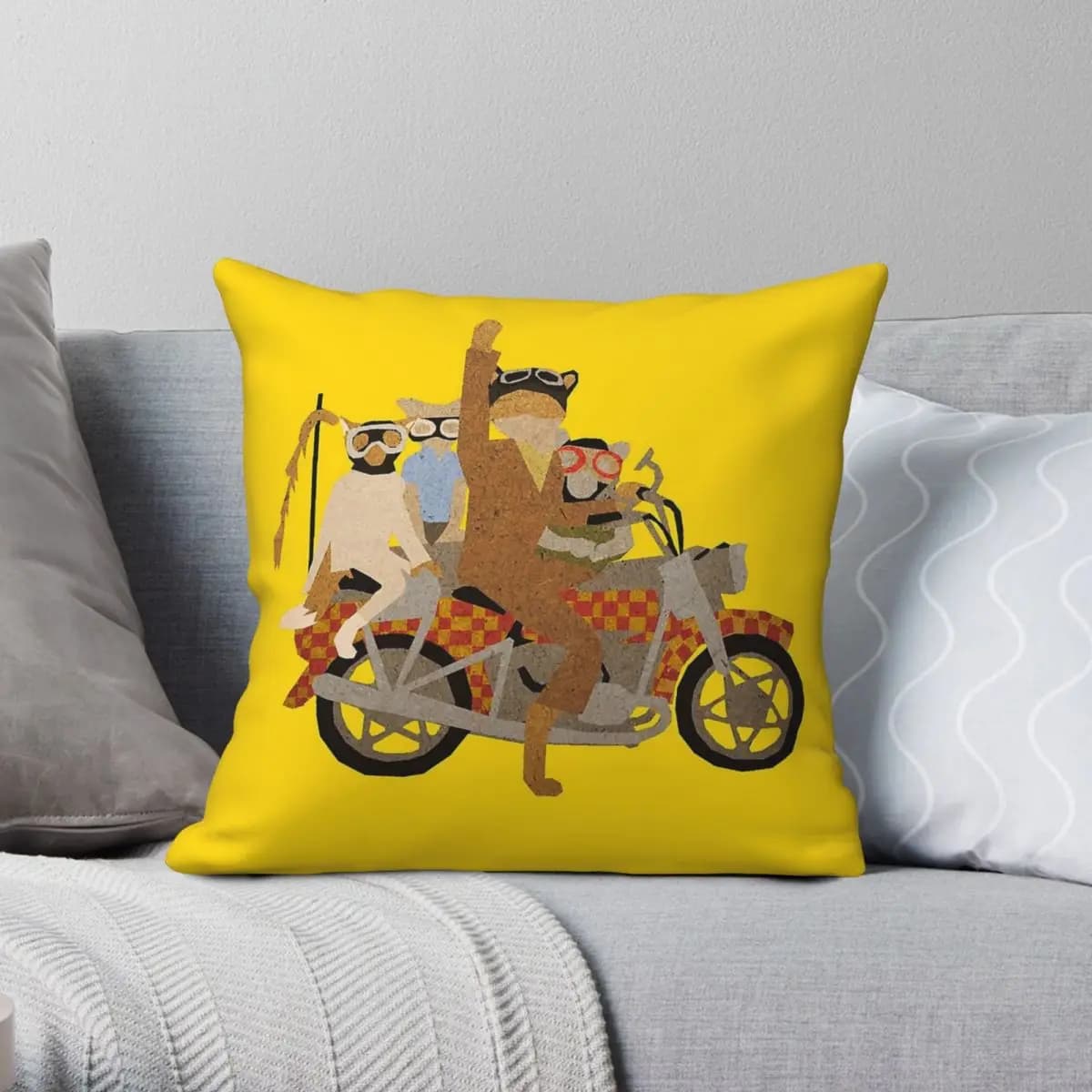Fantastic Mr. Fox Motorcycle Square Pillowcase Polyester Linen Velvet Printed Zip Decor Pillow Case Sofa Seater Cushion Cover