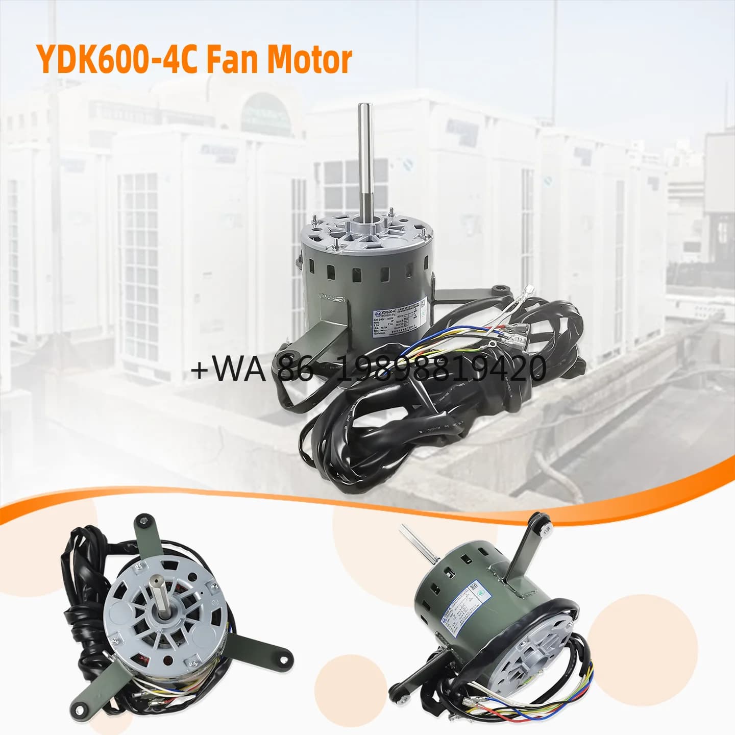 Parts for Air Conditioner Fan Motor YDK600-4C YDK600-4H8 AC220-240V 50HZ 5.0A 1280RPM 600W CW FCL