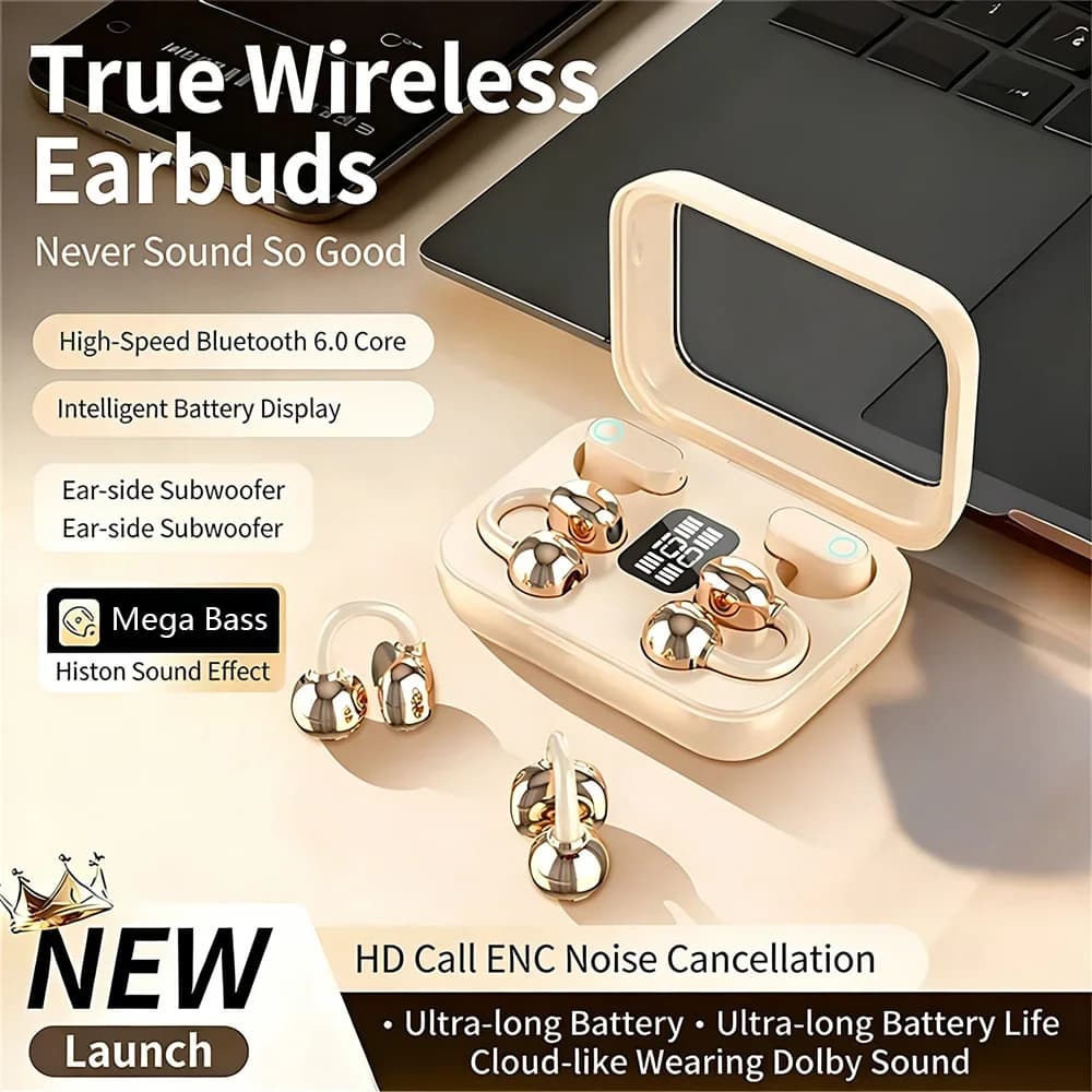 High Quality Sound Two Pairs Wireless Bluetooth Earphone Ear Clip in-ear Sport Sleep Headphone 5.4 ENC Stereo Earbuds for Couple