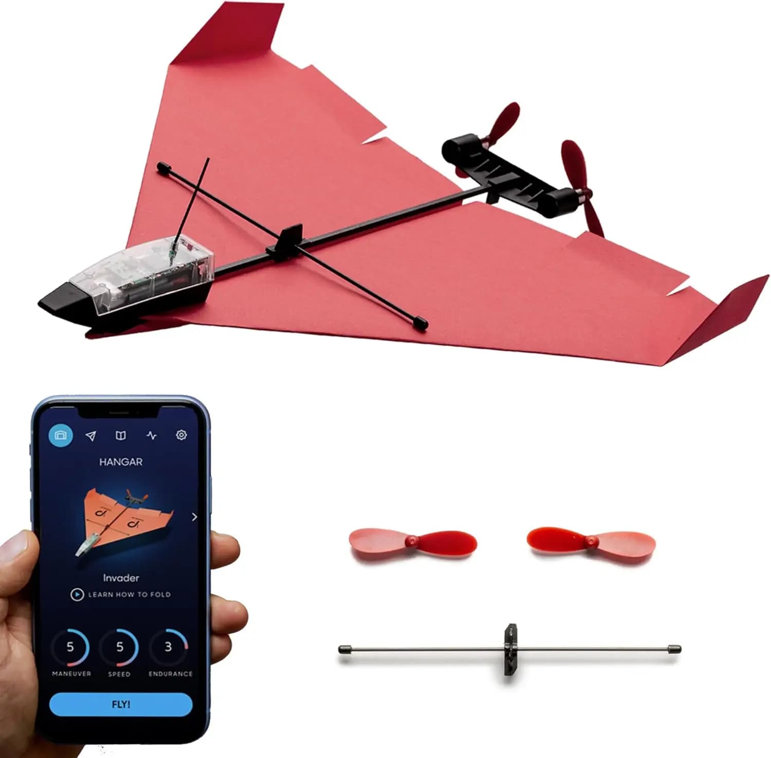 Smartphone-Controlled Paper Airplane Kit with RC Control, Autopilot & Gyro Stabilizer, Next Generation Design, Easy to Fly for Hobbyists, Pilots, and Tinkerers