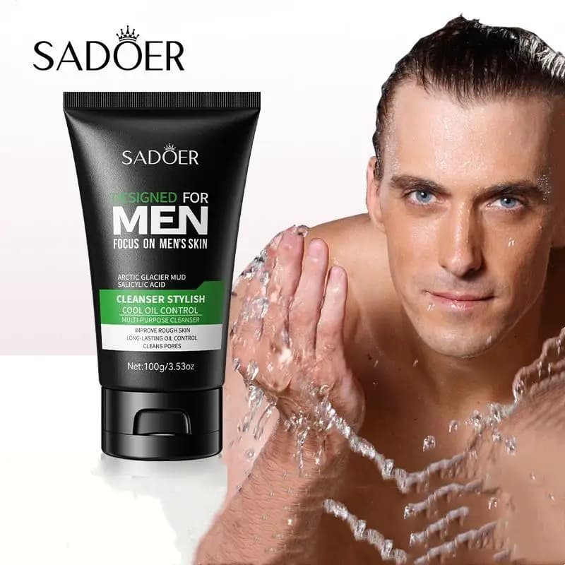 SADOER Cool Facial Cleanser Refreshing Fragrance Deep Cleansing Moisturizing Moisturizing Pore Tightening Men'S Facial Cleanser