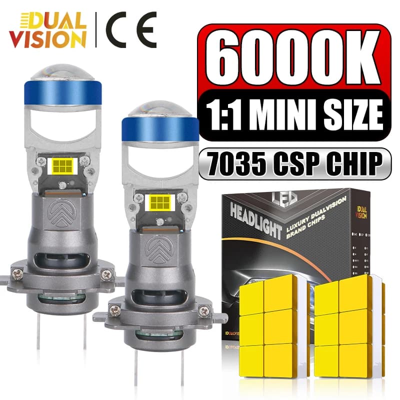 H7 Bi LED 1:1 Fari per auto Mini obiettivo per proiettore 6000K Bianco Hi/Lo Doppio fascio 7035 CSP Sostituisci kit Fari per auto LHD Plug & Play