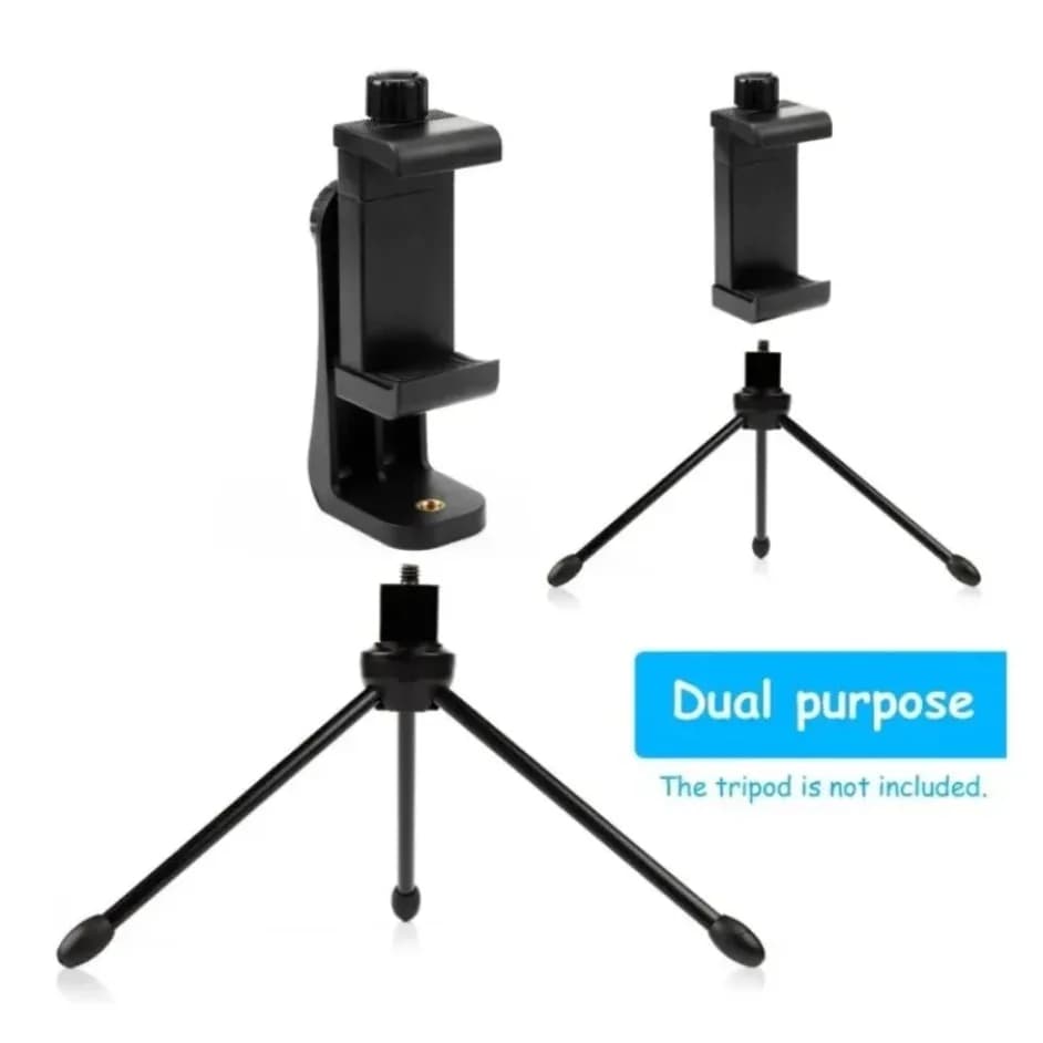 360 Degree Phone Clip Tripod Mount 1/4 Screw Adapter Cellphone Holder For iPhone Samsung ABS Stainless Steel Desk Stand Hot Sale