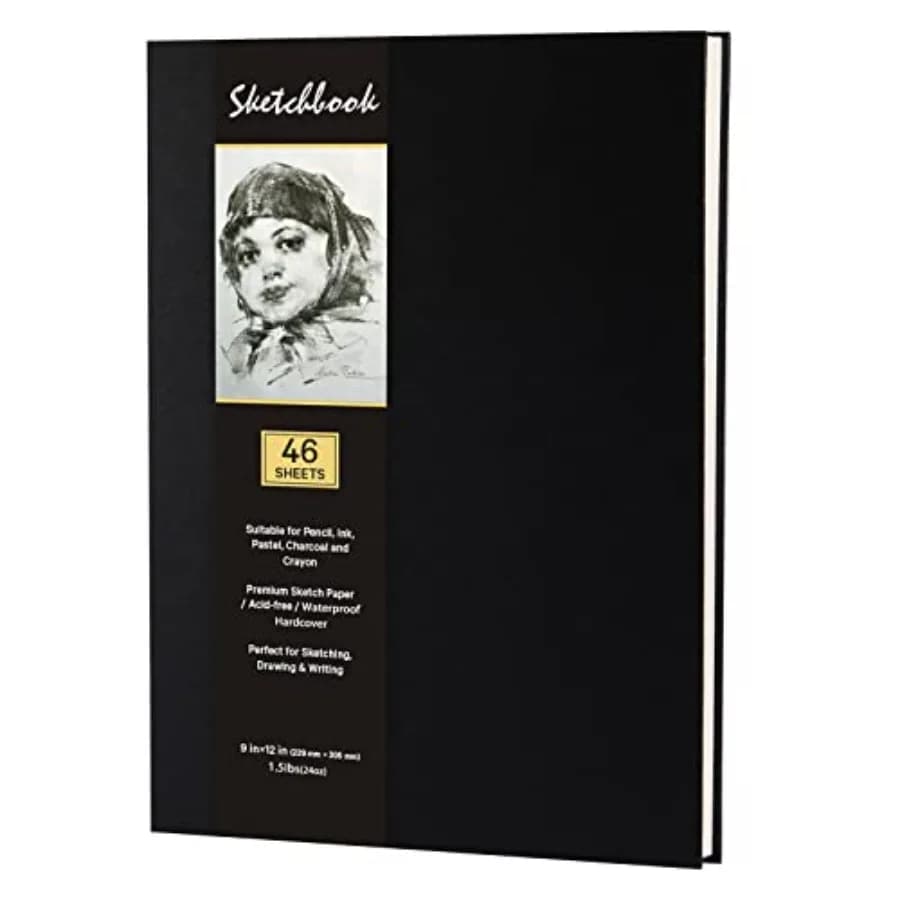 Sketchbook - Art Sketchbooks, 9" x 12" Inches Hardcover Sketch book, 46 Sheets, Sketchbook for Drawing, Sketching, and Journal,