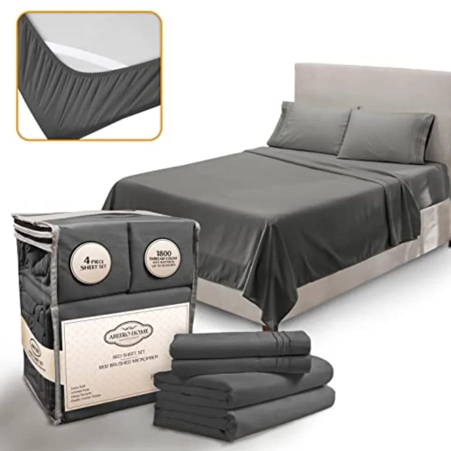 Set di Lenzuola - Lenzuola di Lusso per Hotel - Lenzuola Morbide e Rinfrescanti con Angoli Elasticizzati - Lenzuola in Microfibra con Tasche Profonde - Biancheria da Letto