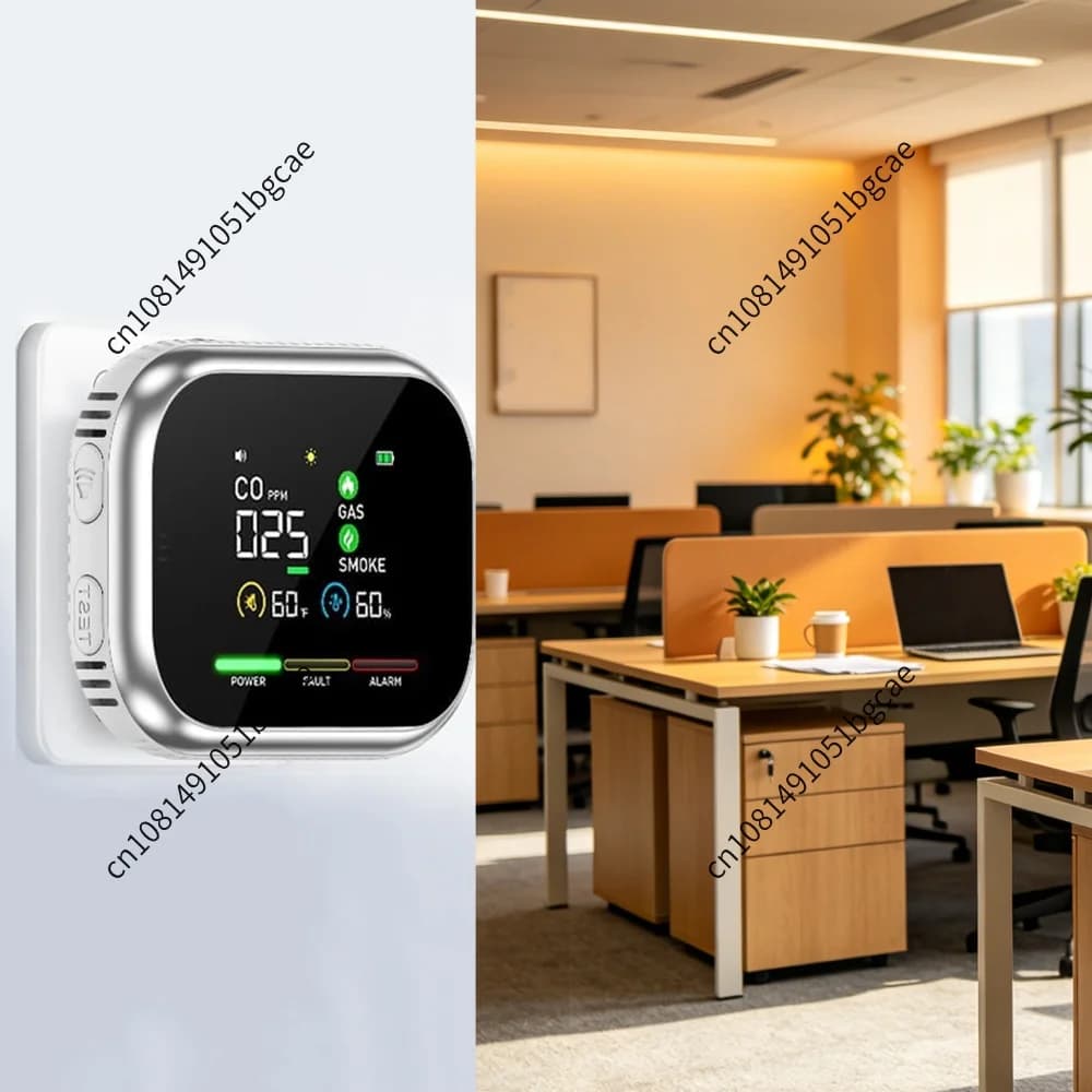 5 In 1 Carbon Monoxide Detector Rechargeable Household Small Gas Detectors Temperature and Humidity Monitor for Homes and RVs
