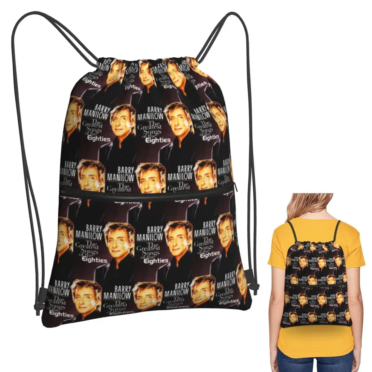 Zaini del famoso musicista Barry Manilow, borse casual con coulisse, borse per scarpe, borse per libri, per uomo e donna, per la scuola