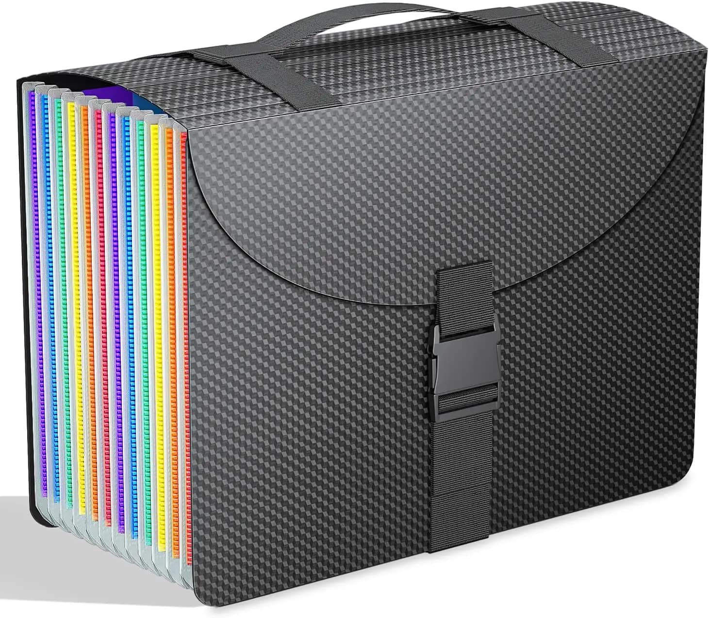 Organizzatore per Documenti a Fisarmonica con 13 Tasche, Cartella Espandibile Portatile con Maniglia, Formato A4/Letter, Cinghia Regolabile, Linguette Colorate