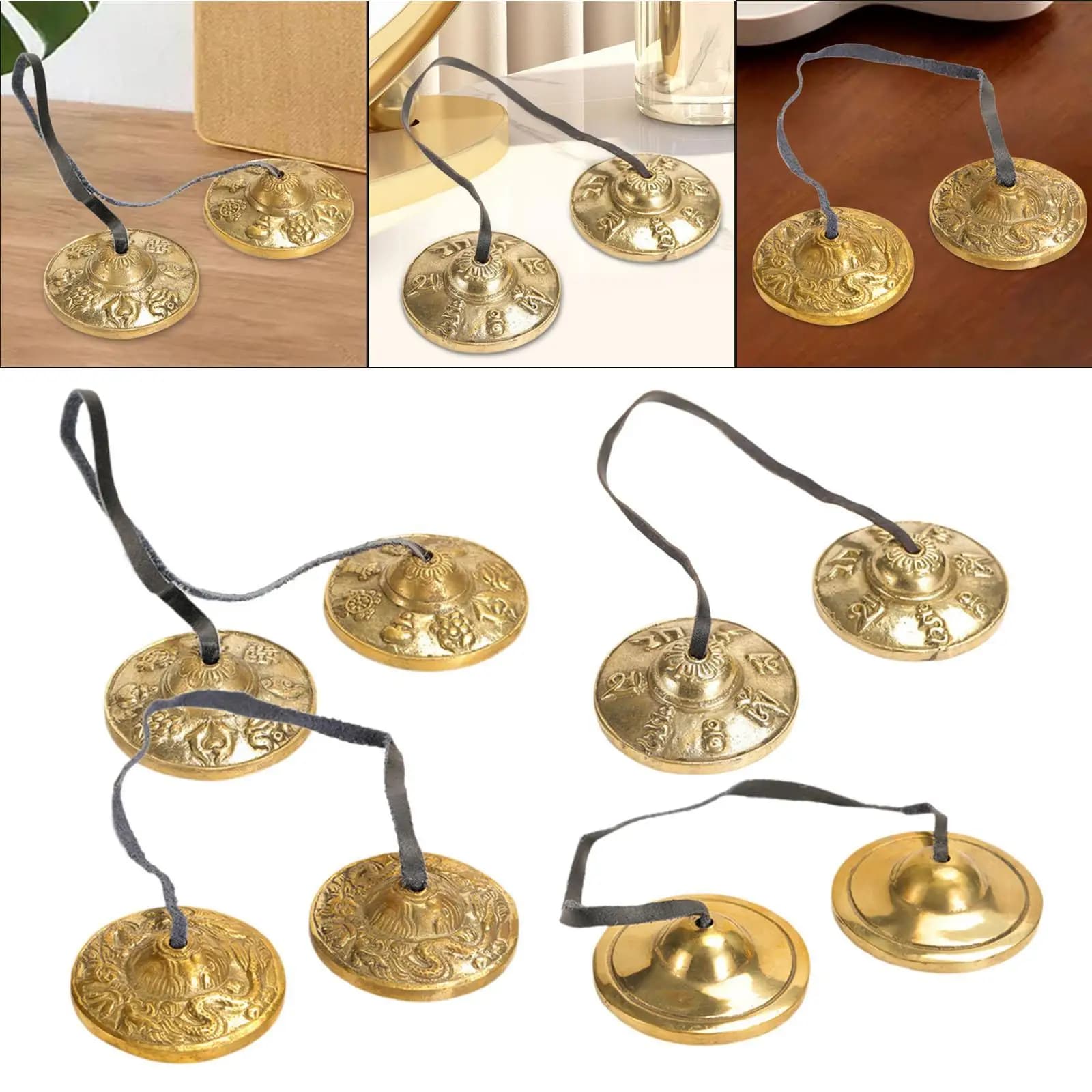 Meditation Chime Bell 6.5cm Brass Tibetan Cymbals Accessory for Yoga Relaxation and Deep Focus