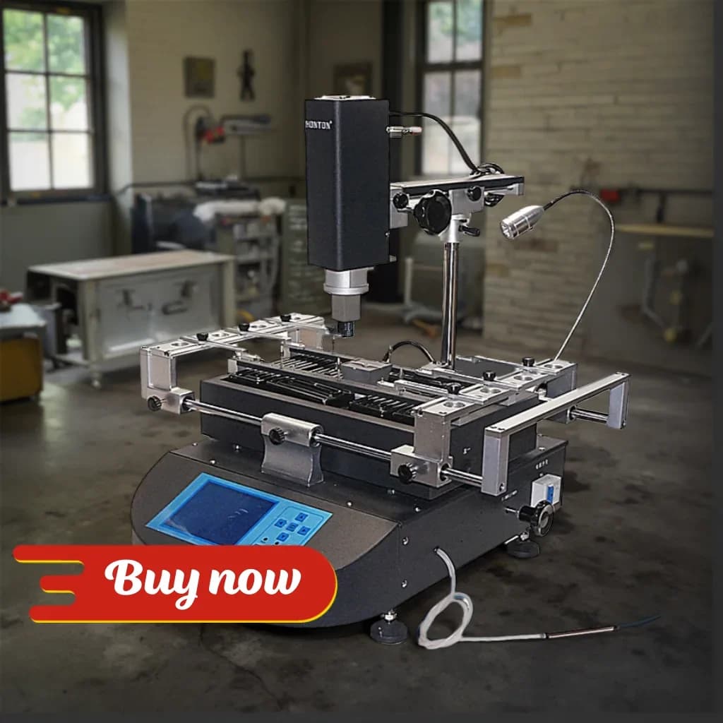 HONTON R490 Hot Air IR BGA Desoldering Workstation 110 Volt Infrared Preheating Welder For Notebook Laptop Xbox PS5 GPU CPU Reflow Reballing Mainboard Repairing Tools Device Jig Module Box Compartment Rack Counter Stand Base Table