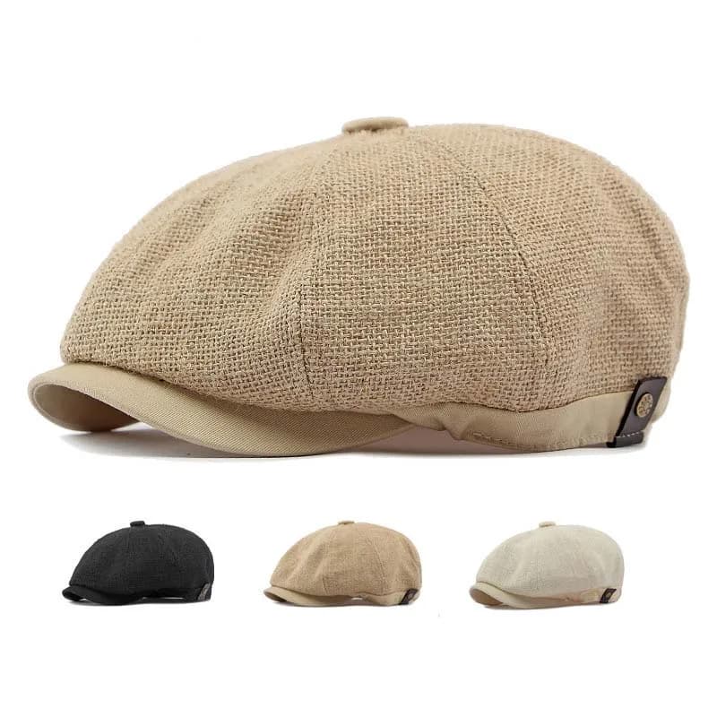 Octagonal hat with breathable leather buckle casual versatile sunscreen cap