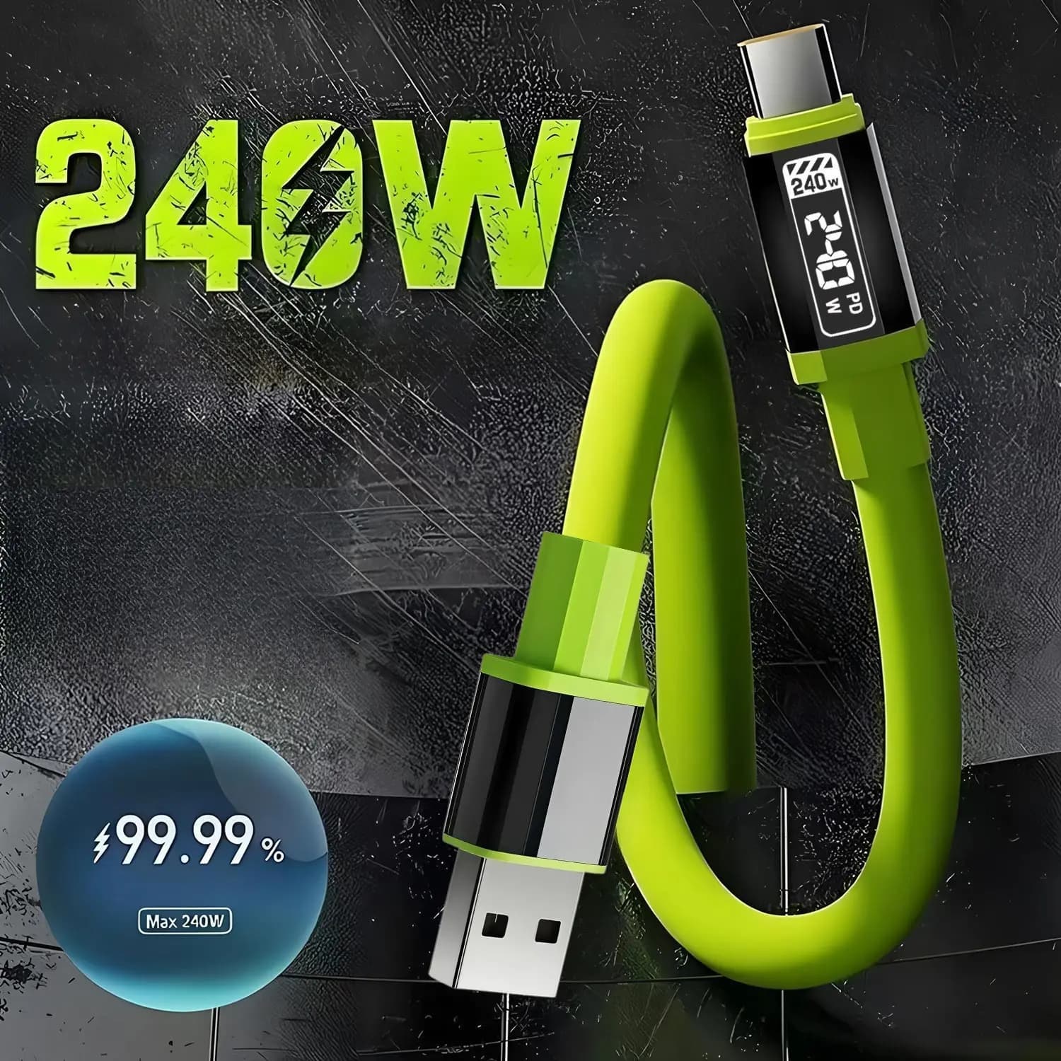 240 W USB Type-C Data Cable for fast charging, for Huawei Xiaomi Samsung OPPO VIVO (without digital display)