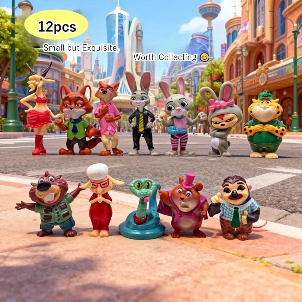 12 pz/set Zootopia 2 Action Figure Toy Judy Rabbit Nick Fox Serie Anime Figurine Ventole Regali Di Natale