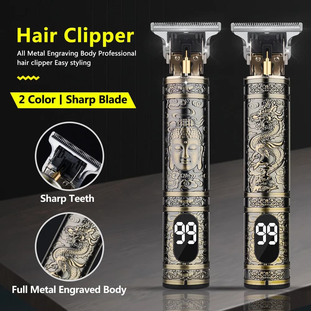 T9 parrucchiere elettrico push cut capelli USB push elettrico push grande schermo drago intaglio rasoio capelli calvi tagliacapelli