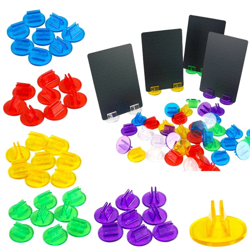 Portacarte Clip per carte Porta carte con raccoglitore trasparente Vari colori disponibili Montaggio in cartone da 2 mm per accessori per giochi da tavolo