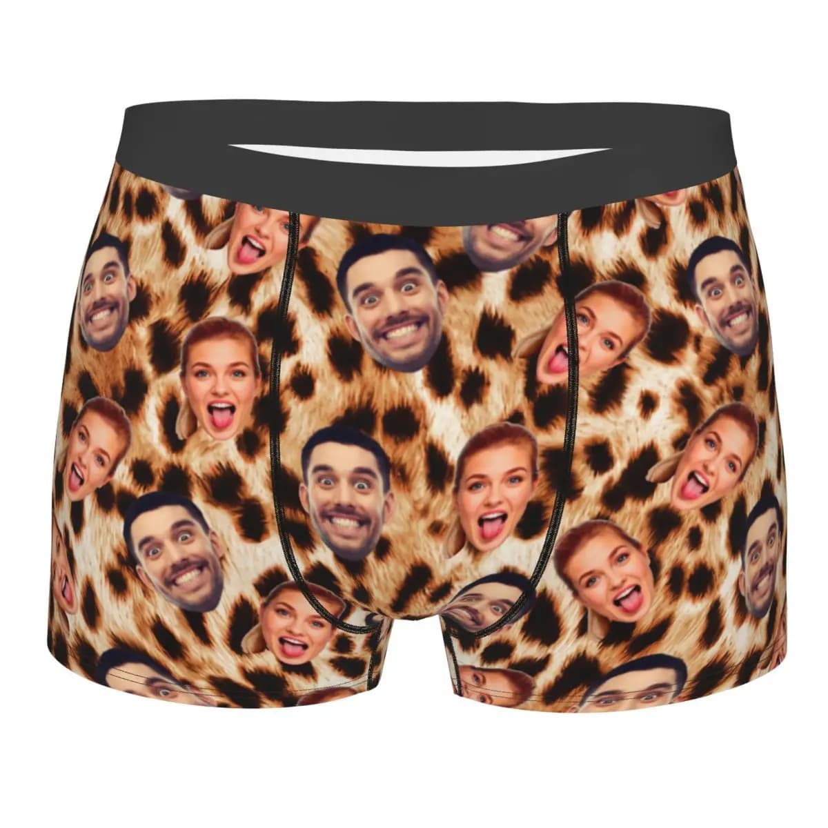 Foto personalizzata per il viso San Valentino Intimo Uomo Regalo di nozze Slip boxer leopardati personalizzati Pantaloncini Mutandine Mutande morbide
