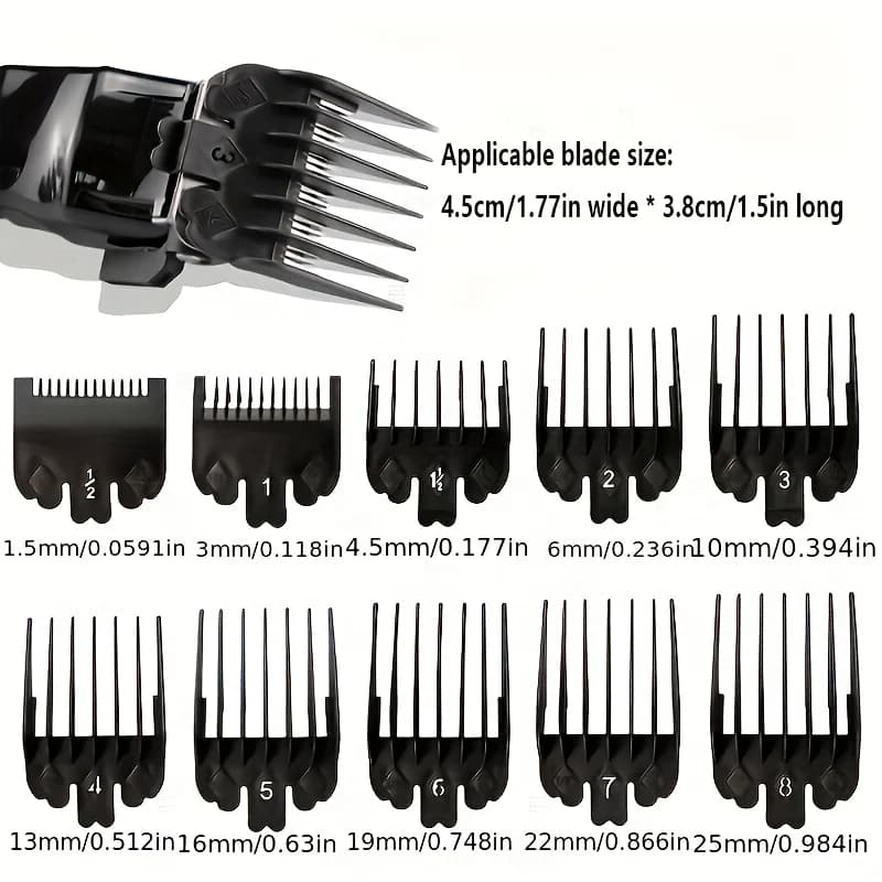 10 pezzi pettine limite tagliacapelli in plastica nera per uomo barbiere tagliacapelli guida da taglio accessorio di ricambio strumenti per lo styling del salone