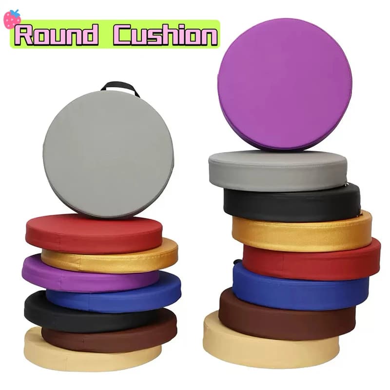 Cuscino per sedia rotondo impermeabile in pelle con memory foam - Cuscino per sedile da 35 cm per auto da ufficio, maniglia nera e opzioni multicolori