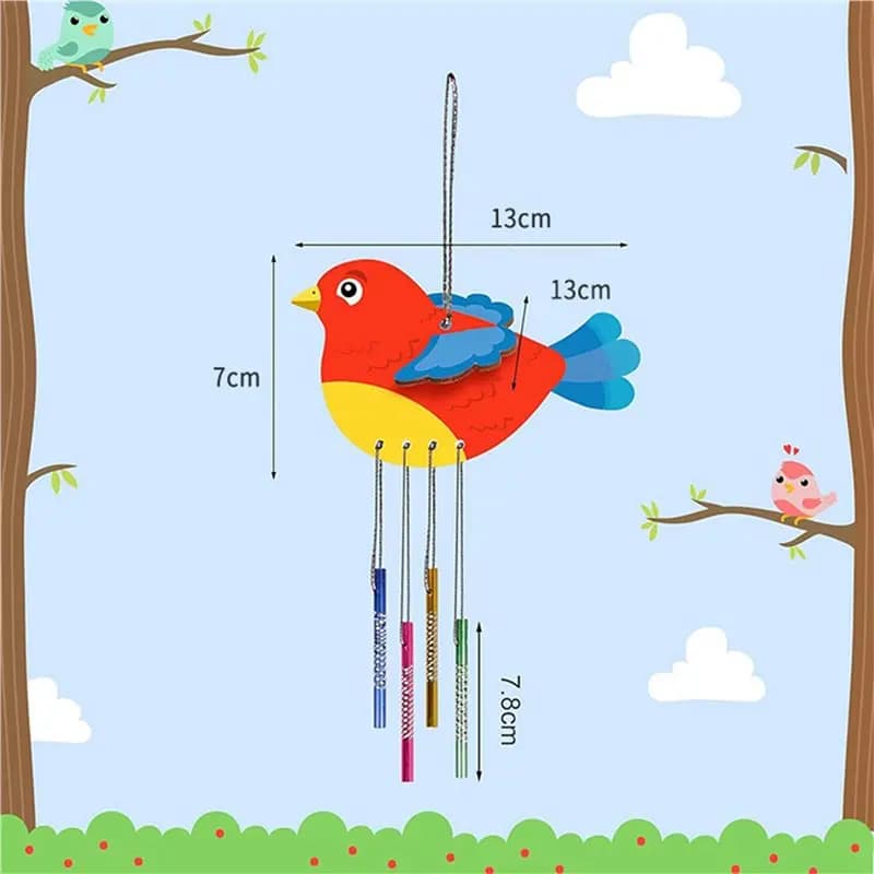 WORTHOWN-24 Pack 3D Bird Wind Chime Craft Kit For Kids,DIY Paint And Build Wooden Animal Crafts Set Birthday Gifts For Girls/Boy