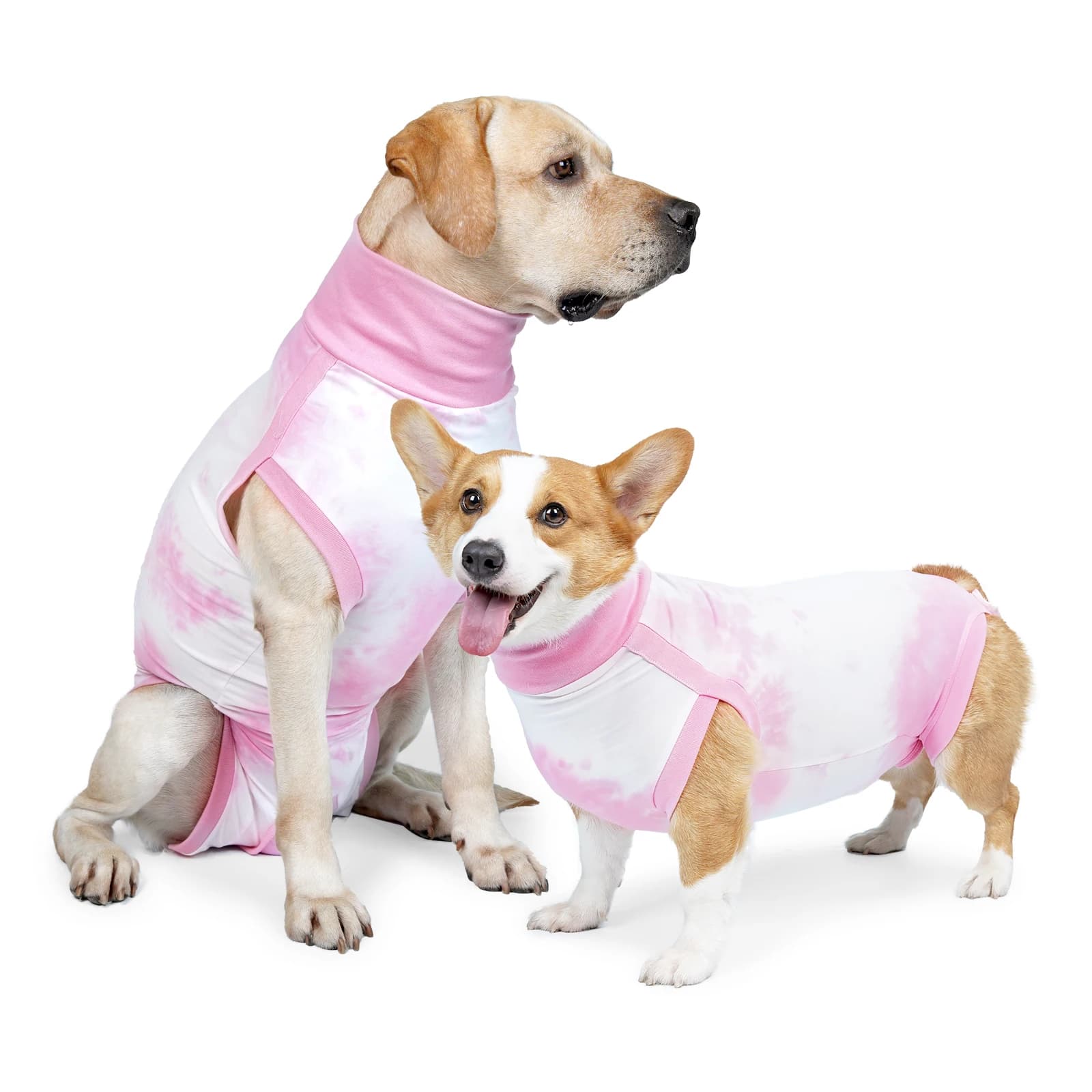 Tie Dye Sleeveless Dog Recovery Suit Soft Stretch High Collar Sterilization After Surgery Pet Bodysuit Anti Licking Wound Clothe