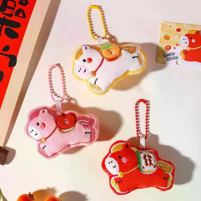 1 paio simpatico cartone animato pony portachiavi ciondolo in peluche Kawaii cavallo anno mascotte ciondolo bambola di pezza giocattoli decorazione zaino regali