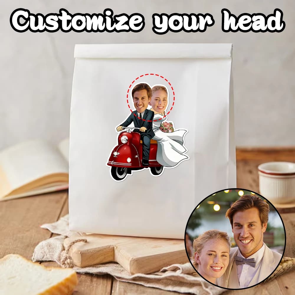 Custom Face Stickers for Wedding Favors Couple Photo Stickers for Engagement Party Wedding Decor Customized Head Decals
